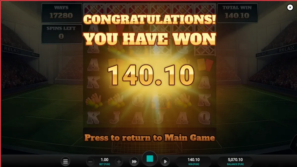 Interface do jogo World Class Kick Off Dream Drop com tema de futebol retrô